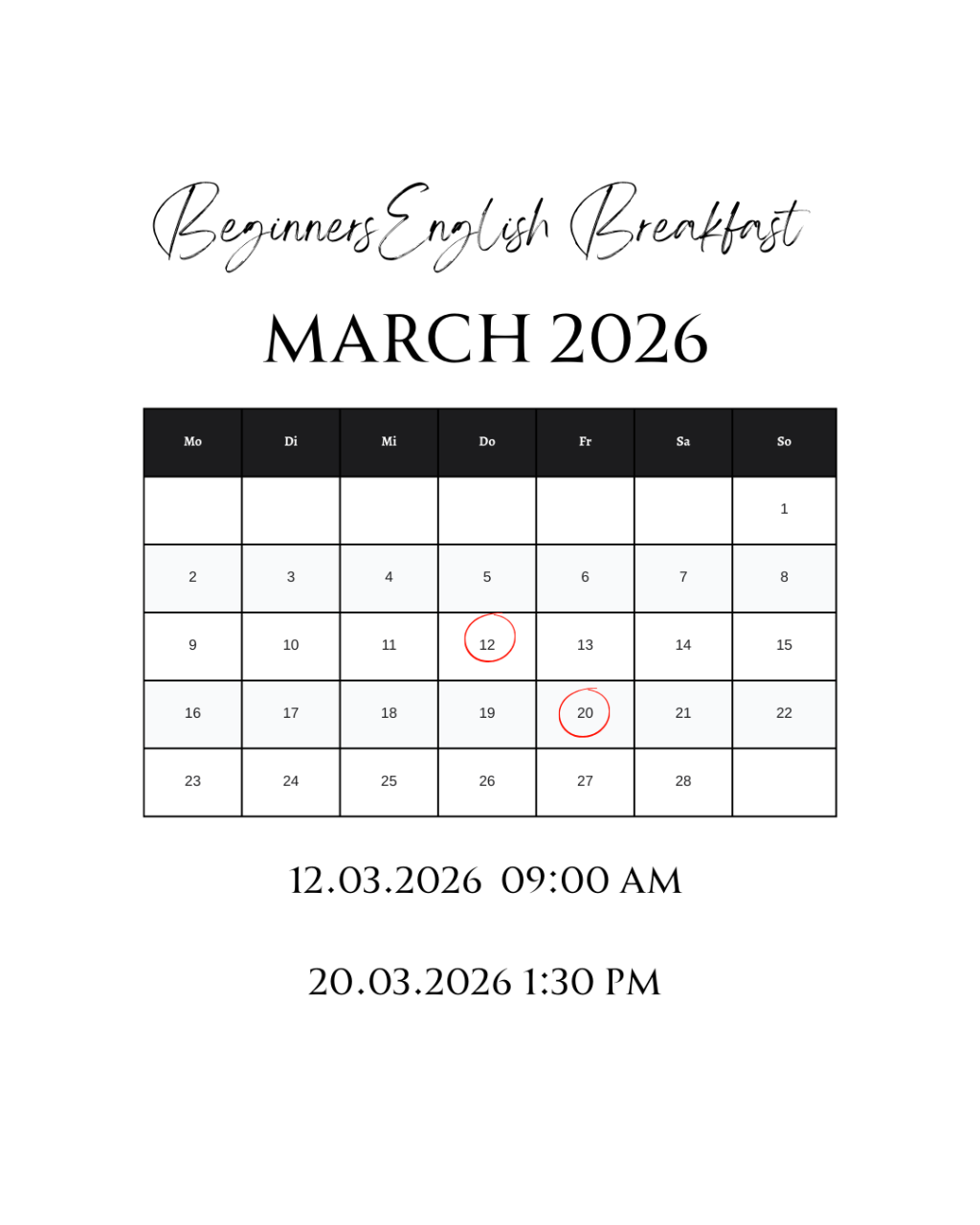 March Beginners Breakfast